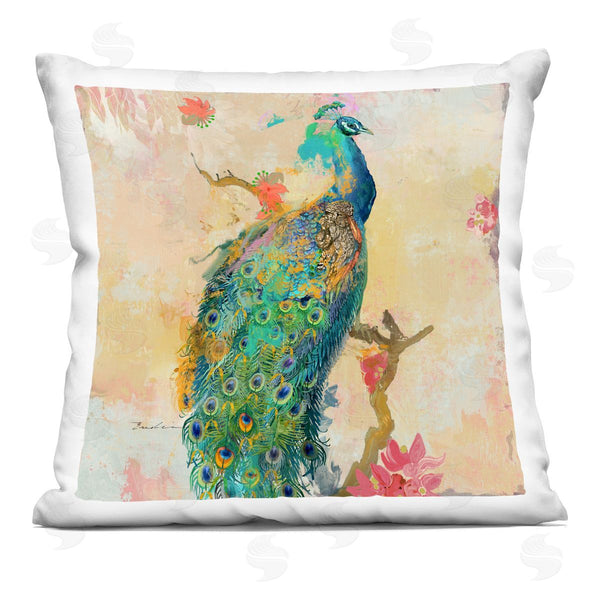 stupell industries Evelia Designs | Vibrant Peacock Wildlife Bird Printed Throw Pillow