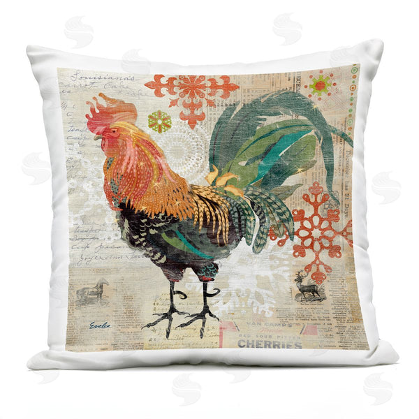 Stupell Industries Evelia Designs | Vintage Country Rooster Ephemera Printed Throw Pillow