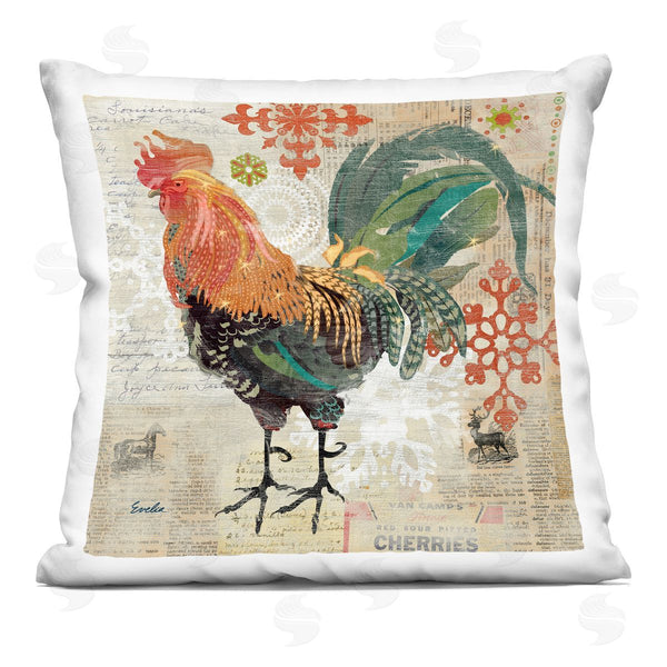 stupell industries Evelia Designs | Vintage Country Rooster Ephemera Printed Throw Pillow