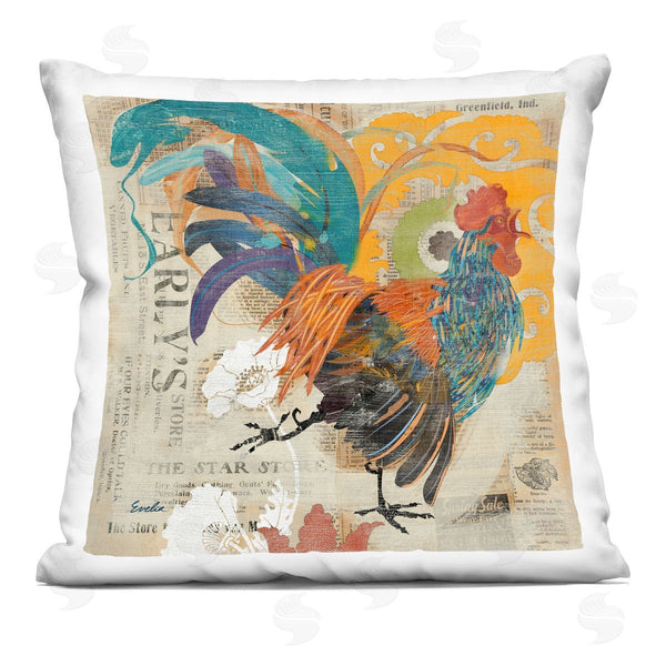 stupell industries Evelia Designs | Vintage Rooster Botanical Pattern Printed Throw Pillow