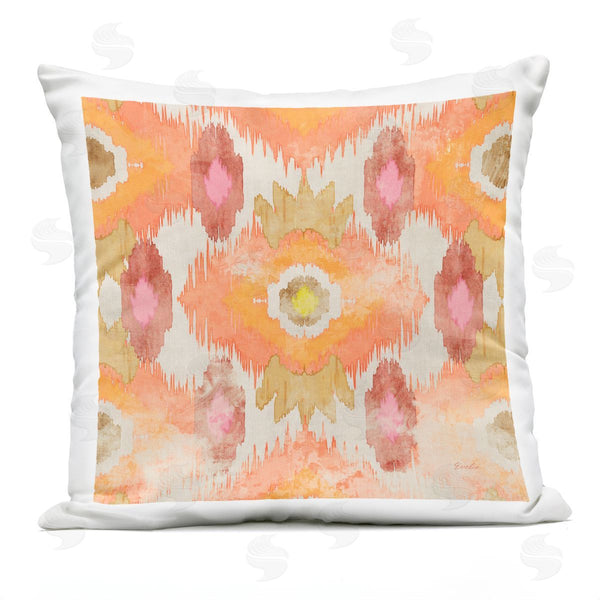 Stupell Industries Evelia Designs | Vivid Orange Ikat Shapes Printed Throw Pillow