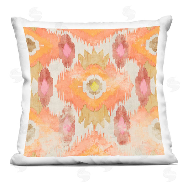 stupell industries Evelia Designs | Vivid Orange Ikat Shapes Printed Throw Pillow