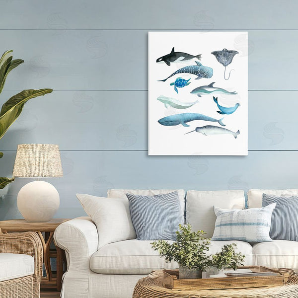 Stupell Industries Evelyn Coleman | Underwater Creatures In Blues