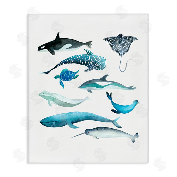 stupell industries Evelyn Coleman | Underwater Creatures in Blues