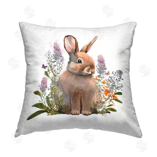 Stupell Industries Fab Funky | Baby Rabbit With Herbs Printed Throw Pillow