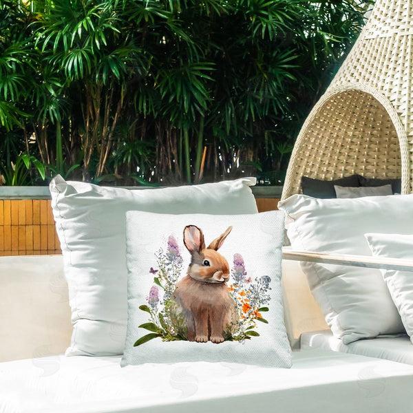 Stupell Industries Fab Funky | Baby Rabbit With Herbs Printed Throw Pillow