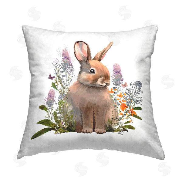 stupell industries Fab Funky | Baby Rabbit with Herbs Printed Throw Pillow