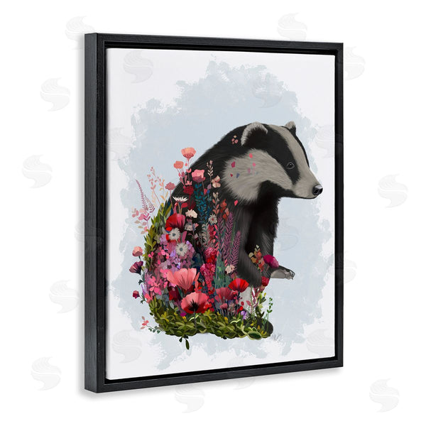 Stupell Industries Fab Funky | Badger With Garden Blooms Wall Art