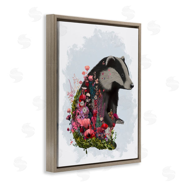 Stupell Industries Fab Funky | Badger With Garden Blooms Wall Art
