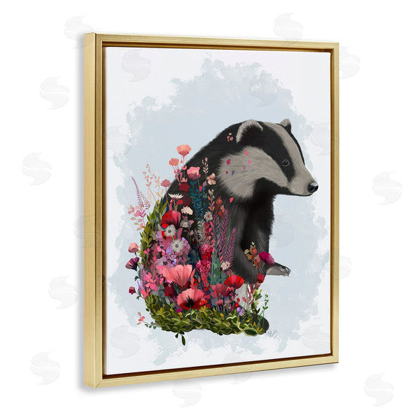 Stupell Industries Fab Funky | Badger With Garden Blooms Wall Art