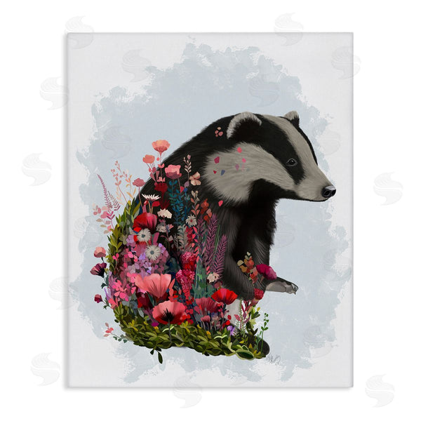 stupell industries Fab Funky | Badger with Garden Blooms Wall Art