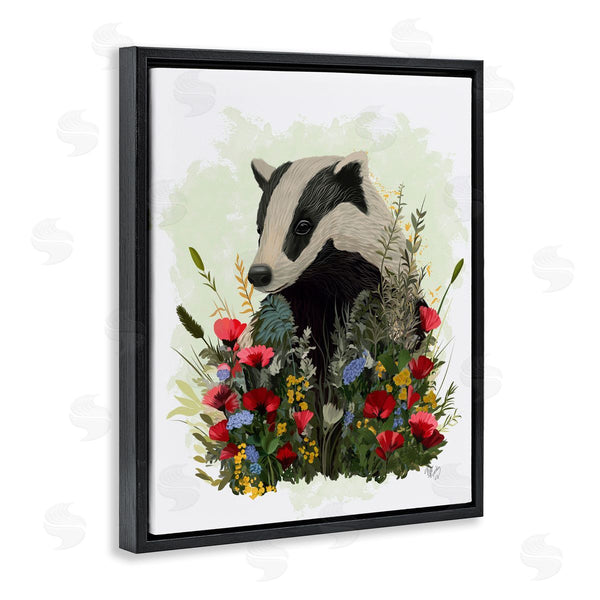 Stupell Industries Fab Funky | Badger With Poppy Blossoms Wall Art