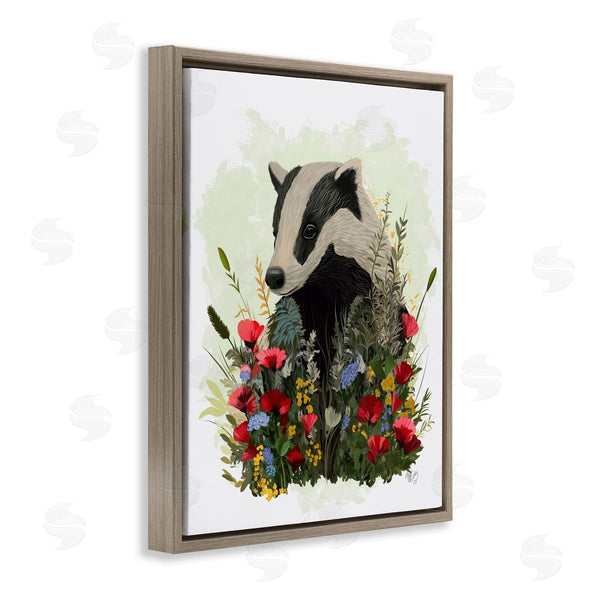 Stupell Industries Fab Funky | Badger With Poppy Blossoms Wall Art