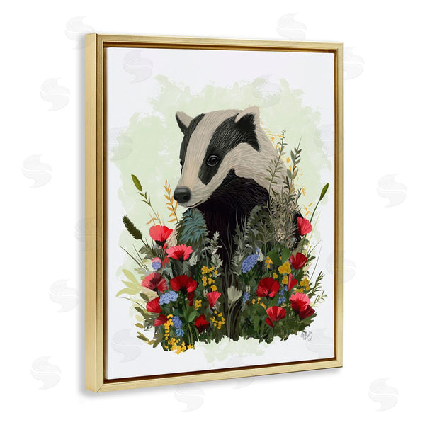 Stupell Industries Fab Funky | Badger With Poppy Blossoms Wall Art
