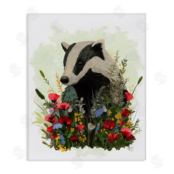 stupell industries Fab Funky | Badger with Poppy Blossoms Wall Art