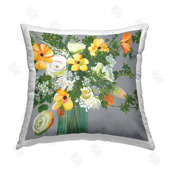 stupell industries Fab Funky | Blooming Bold Bouquet Printed Throw Pillow