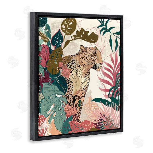 Stupell Industries Fab Funky | Cheetah Tropical Leaf Pattern Wall Art