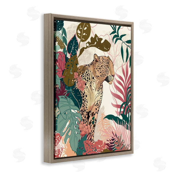 Stupell Industries Fab Funky | Cheetah Tropical Leaf Pattern Wall Art
