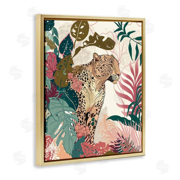 Stupell Industries Fab Funky | Cheetah Tropical Leaf Pattern Wall Art