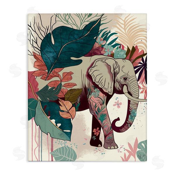 stupell industries Fab Funky | Elephant and Tropical Leaves