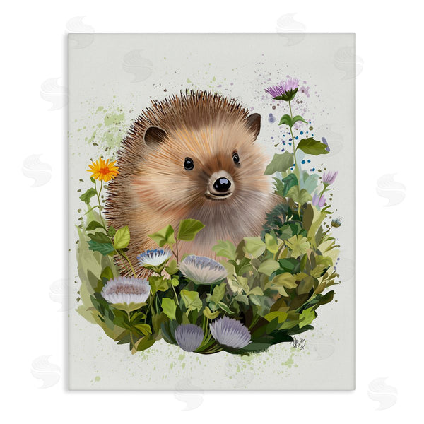 stupell industries Fab Funky | Hedgehog in Floral Meadow Wall Art