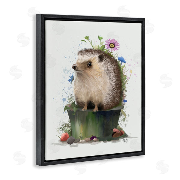 Stupell Industries Fab Funky | Hedgehog In Gardening Pot