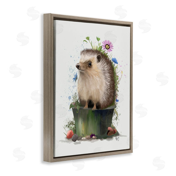Stupell Industries Fab Funky | Hedgehog In Gardening Pot