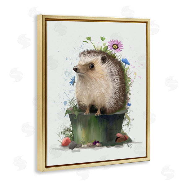Stupell Industries Fab Funky | Hedgehog In Gardening Pot