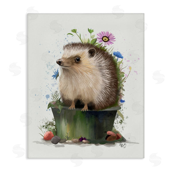 stupell industries Fab Funky | Hedgehog in Gardening Pot