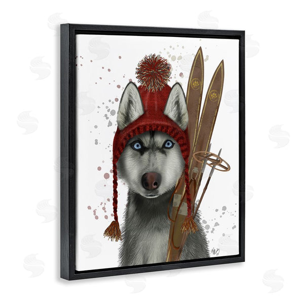 Stupell Industries Fab Funky | Husky With Winter Skis