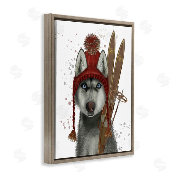 Stupell Industries Fab Funky | Husky With Winter Skis