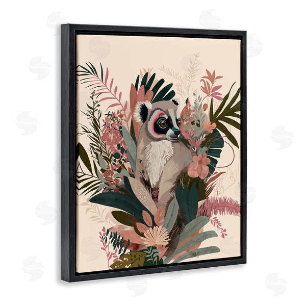 Stupell Industries Fab Funky | Lemur With Hibiscus Plants