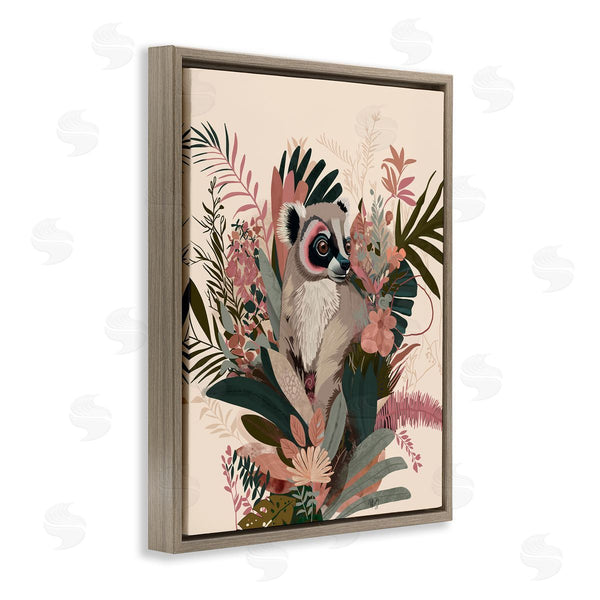 Stupell Industries Fab Funky | Lemur With Hibiscus Plants