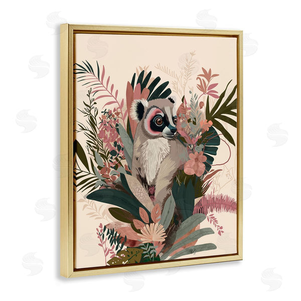 Stupell Industries Fab Funky | Lemur With Hibiscus Plants