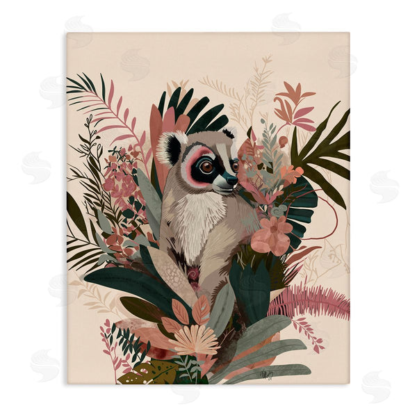 stupell industries Fab Funky | Lemur with Hibiscus Plants