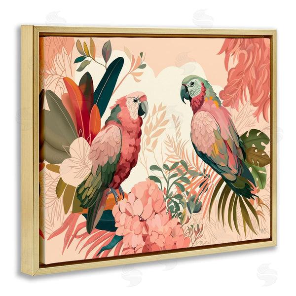 Stupell Industries Fab Funky | Pink Parrots And Leaves Wall Art