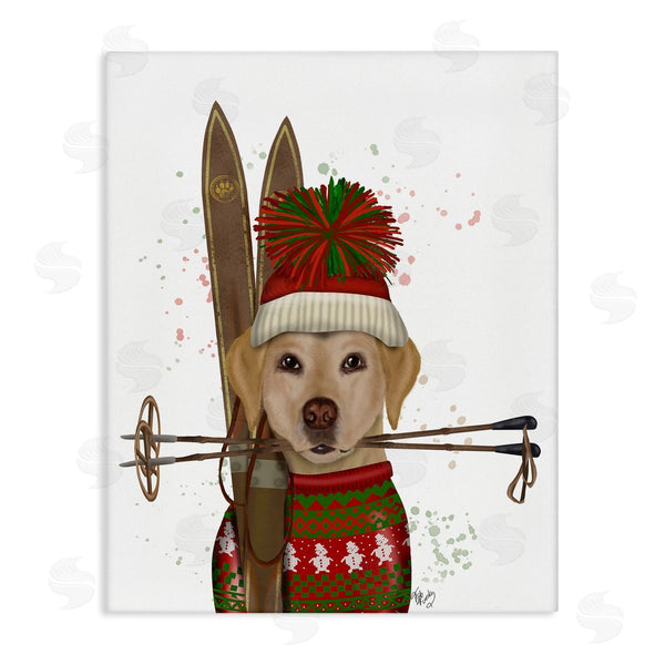 stupell industries Fab Funky | Yellow Labrador Skiing