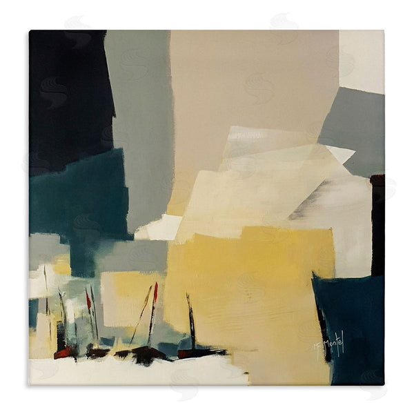 stupell industries Fanou Montel | Chaotic After Storm Inspired Abstraction Blue Yellow Wall Art