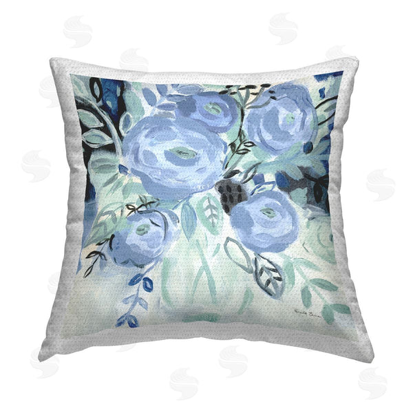 Stupell Industries Farida Zaman | Blue Coastal Blooms Printed Throw Pillow