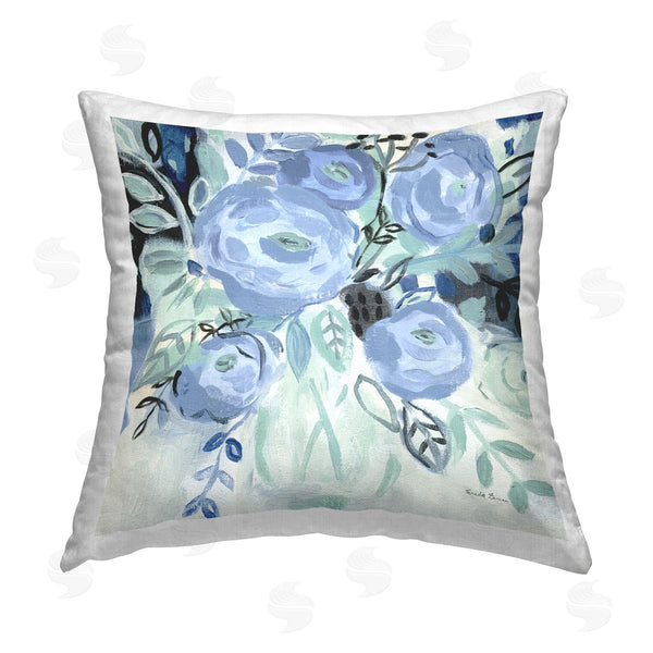 stupell industries Farida Zaman | Blue Coastal Blooms Printed Throw Pillow