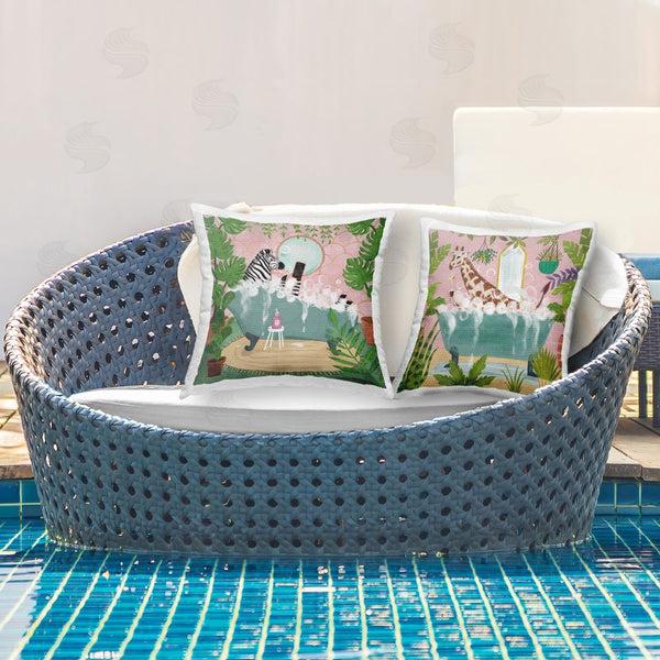 Stupell Industries Farida Zaman | Giraffe Zebra Safari Animal Tub Printed Throw Pillow Set