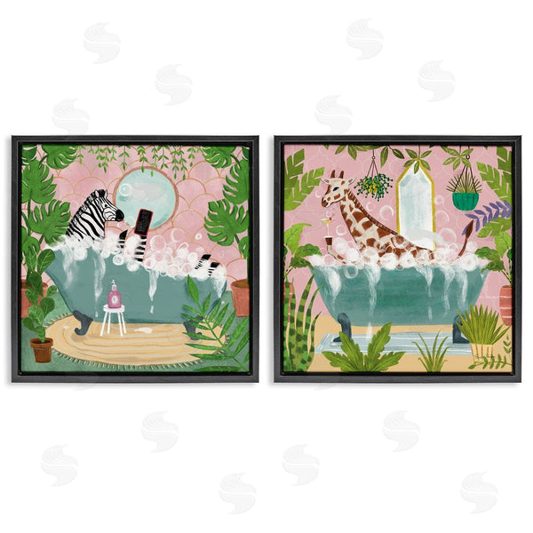 Stupell Industries Farida Zaman | Giraffe Zebra Safari Animal Tub Wall Art