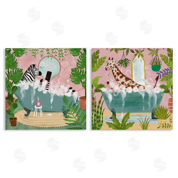 stupell industries Farida Zaman | Giraffe Zebra Safari Animal Tub Wall Art
