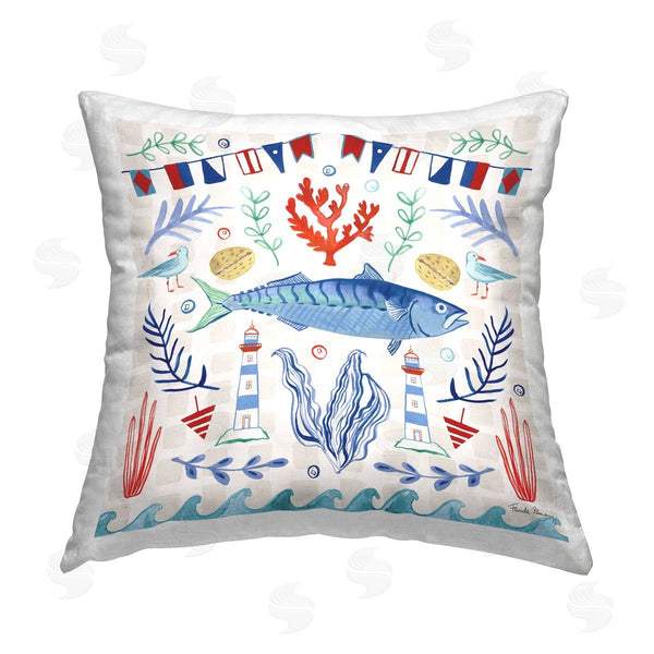 stupell industries Farida Zaman | Nautical Fish Marine Pattern Printed Throw Pillow