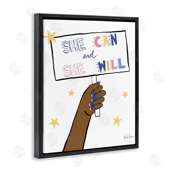 Stupell Industries Farida Zaman | She Can And Will Phrase Hand Holding Sign