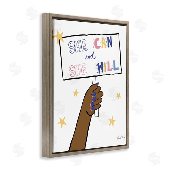 Stupell Industries Farida Zaman | She Can And Will Phrase Hand Holding Sign