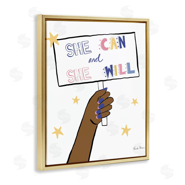Stupell Industries Farida Zaman | She Can And Will Phrase Hand Holding Sign