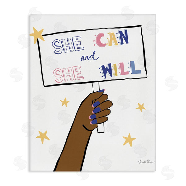 stupell industries Farida Zaman | She Can and Will Phrase Hand Holding Sign