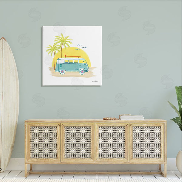 Stupell Industries Farida Zaman | Summertime Tropical Bus Sunshine Palm Tree Travel Illustration Wall Art