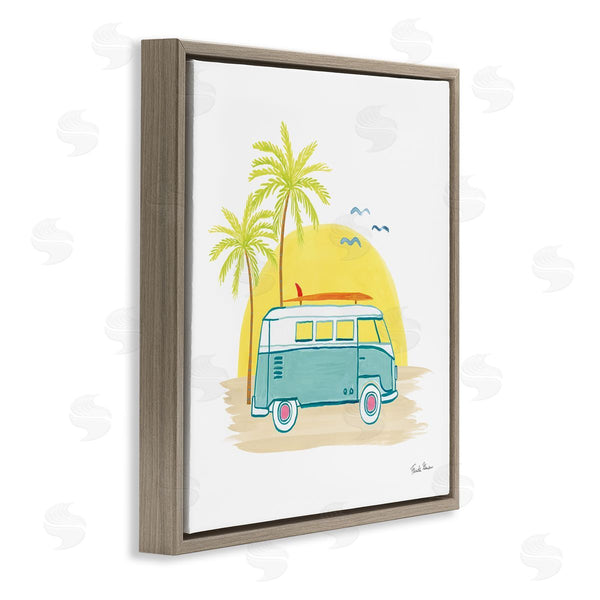 Stupell Industries Farida Zaman | Summertime Tropical Bus Sunshine Palm Tree Travel Illustration Wall Art